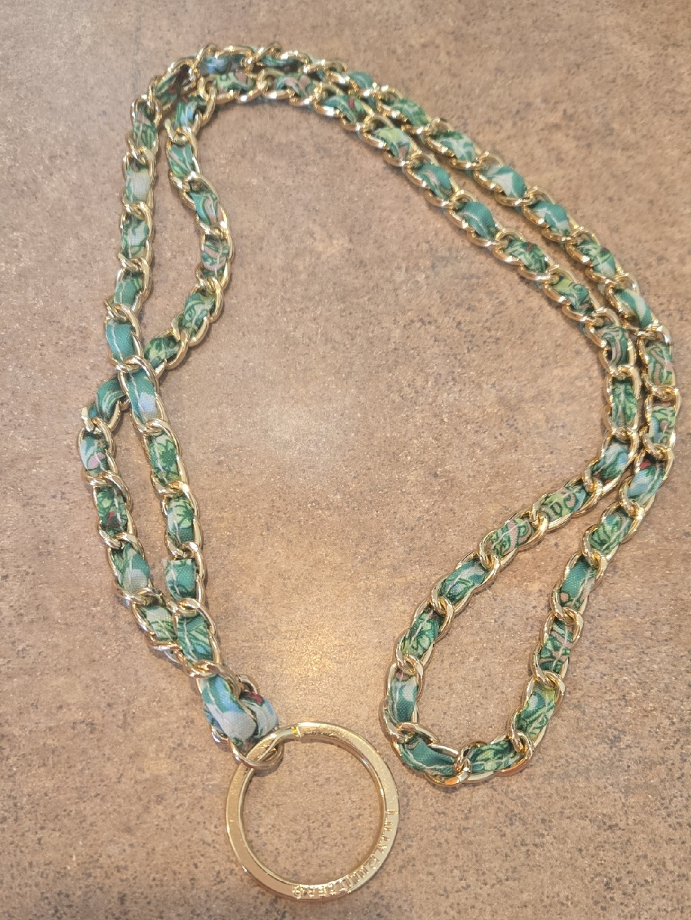 Lilly Pulitzer Green/Golden Accent Keyring Lanyard